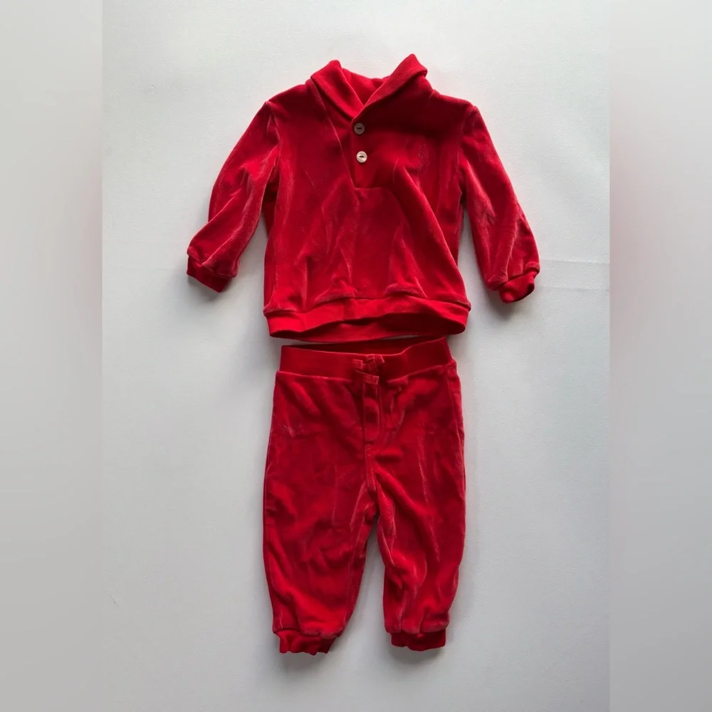 Kids' Ralph Lauren Velvet Red Matching Set Size 9 Months
